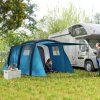 Outsunny Inflatable 3-4 Man Tunnel Tent w/ Air Pump, Living Area & Vestibule, Waterproof Family Camping Air Tent w/ Sewn In Groundsheet & Removable Footprint for Camping, Hiking, Blue
