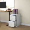 HOMCOM 2 Drawer Filing Cabinet, Vertical File Cabinet with Adjustable Hanging Bar for A4 and Letter Size, Steel Printer Stand for Home Office, Cream White