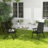 Outsunny Set of 2 Folding Chair, Garden Chair Set with Breathable Mesh Back and Seat, Outdoor Camping Chairs with Armrests, Steel Frame for Deck Balcony, Black
