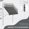 Outsunny 2.5 x 1.2m Free Standing Retractable Awning, Non-Screw Patio Sun Shade Shelter with Support Pole Stand and UV Resistant Fabric, for Window, Door, Porch, Deck, Dark Grey