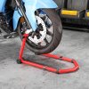 HOMCOM Motorcycle Stand Lift, 390 kg Capacity Convertible Front/Rear Motorbike Motorcycle Paddock Lift Stand with Adjustable U+L Fork Pin Adaptors, Wheels, Clamping Clips, Red