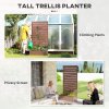 Outsunny Garden Planter with Trellis for Climbing Plants, Vines, Flowers, Freestanding Raised Bed for Garden, Outdoor, Patio, Planter Box with Drainage Gap, Light Brown