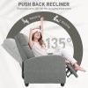 HOMCOM Push Back Recliner Armchair, Linen Fabric Reclining Chair with Adjustable Leg Rest, Single Padded Seat Sofa Lounge for Living Room, Bedroom, Light Grey