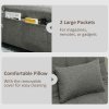 HOMCOM 4-in-1 Sofa Bed, Convertible Sleeper Chair Bed with Adjustable Backrest, Fabric Pull Out Chaise Lounge with Pockets for Living Room, Bedroom, Home Office, Small Space, Charcoal Grey