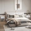 HOMCOM Floating Bedside Table Set of 2 Wall Mounted Nightstand with Storage Drawer and Open Shelf for Bedroom, High Gloss White