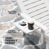 Outsunny Set of 2 Resin Reclining Sun Loungers for Garden, 5 Positions Adjustable Outdoor Chaise Lounge Chairs with Wood Texture Surface, Armrests, Foldable Side Table for Garden, Beach, White