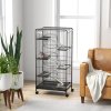 PawHut Ferret Cage Small Animal Cage 6 Levels with Bowl, Water Bottle, Wheels, Rolling Pet Cage for Bunnies Chinchillas, Squirrels, 131cm - Black