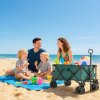 Outsunny 140L Festival Trolley on Wheels, Folding Camping Trolley Cart with Telescopic Handle, Big Wheels for Outdoor Garden Beach Fishing, Green