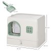PawHut Cat Litter Box with Drawer Pan, Hooded Cat Litter Tray with Scoop, Deodorants, Front Entrance, 50 x 40 x 40cm - White