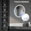 kleankin Round Bathroom Mirror with LED Lights, Wall-Mounted Dimmable Makeup Mirror with 3 Temperature Colours, Defogging Film, Memory Function, Hardwired, 60 x 60cm
