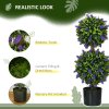 HOMCOM Set of 2 Decorative Artificial Plants Ball Trees with Lavender Flowers in Pot Fake Plants for Home Indoor Outdoor Decor, 70cm, Green