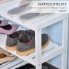 HOMCOM 3-Tier Shoe Rack Wood Frame Slatted Shelves Spacious Open Hygienic Storage Home Hallway Furniture Family Guests 70L x 26W x 57.5H cm