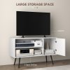 HOMCOM TV Stand Cabinet for  TVs, TV Unit with Open Shelves, Soft-close Door and Cable Holes, Entertainment Unit for Living Room