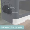 PawHut Cat Litter Tray with Hood Cat Litter Box with Brush, Front Entry, Top Exit, Removable Tray, Scoop, 48.5 x 38 x 36.5cm - Grey