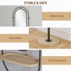 HOMCOM Full Length Mirror, Oval Free Standing Mirror with Wooden Tray, 4 Hooks and Metal Frame for Living Room, Bedroom, Cloakroom, Black
