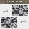 Outsunny Outdoor Rug Reversible Mat Plastic Straw Rug Portable RV Camping Mat for Garden Deck Picnic Indoor, 121 x 182 cm (4 x 6 ft), Black & White
