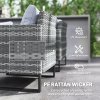 Outsunny 9 Piece Rattan Garden Furniture Set, 8 Seater Garden Corner Sofa with Cushions and Glass Top Table, Sectional Outdoor Furniture Conservatory Set for Patio, Light Grey