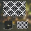 Outsunny Reversible Outdoor Rug with LED String Lights, Waterproof Plastic Straw Mat with Carry Bag for Garden, Deck, RV, Picnic, Beach, Camping, 182 x 274cm, Black and White