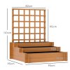 Outsunny 3 Tier Planters with Trellis for Vine Climbing, Wooden Raised Beds for Garden Patio, Outdoor Planter Box for Vegetables, Flowers, Herbs, Brown