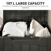 HOMCOM 107L Outdoor Balcony Garden Furniture Storage Box with Lock Hole, Plastic Storage Trunk with Lid and Side Handles, All Weather Resistant Large Chest, Safe and Secure for Patio