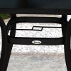 Outsunny Garden Dining Table, Outdoor Square Coffee Table with Wood Grain Effect Steel Tabletop, Parasol Hole and Foot Pads for Balcony, Porch, Black