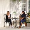 Outsunny 3 Pieces Garden Dining Set for 2, Cast Aluminium Outdoor Dining Set with 2 Armchairs and Round Dining Table with Parasol Hole, Garden Furniture Set, Brown