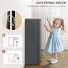 HOMCOM Narrow Shoe Cabinet, Space Saving Shoe Storage Cabinet with 2 Flip Drawers and Adjustable Shelves for 6-12 Pairs of Shoes for Hallways and Living Room, Charcoal Grey
