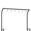 Outsunny Tall Plant Stand with Hanging Hooks, 3 Tiered Plant Rack Ladder Shelf for Indoor Outdoor Porch Balcony Living Room Bedroom, Black