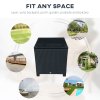 Outsunny Patio PE Rattan Side Table, Square Outdoor Coffee Table w/ Tempered Glass Top, Black