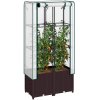 Outsunny Raised Garden Bed with Trellis, Plastic Planter Box with PE Cover, Drainage Holes, Drain Plugs and Water Reservoirs for Climbing Plants, Vegetables, Flowers, 80 x 40 x 140 cm