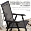 Outsunny Set of 4 Folding Garden Chairs, Metal Frame Garden Chairs Outdoor Patio Park Dining Seat with Breathable Mesh Seat, Black