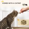 PawHut Cat Scratcher Cat Scratching Board Radio Shape with Catnip, Natural Wood Finish