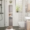 HOMCOM Narrow Bathroom Cabinet, Slim Bathroom Storage Unit with Open Compartment, Freestanding Storage Cupboard with Adjustable Shelves for Small Spaces, 30 x 24 x 170 cm
