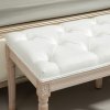 HOMCOM Bedroom End of Bed Bench, 117cm French Vintage Bench with Thick Padding and Wood Legs, Button Tufted Bench for Entryway Living Room Bedroom Decor, Cream White