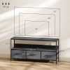 HOMCOM TV Stand Cabinet up to 55-inch, TV Unit with 3 Foldable Linen Drawers, Open Shelf for Living Room, Bedroom, Entertainment Room, Black