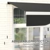 Outsunny 2.5m x 2m Retractable Awning, DIY Garden Awning Canopy, Anti-UV Sun Shade Shelter with Aluminium Frame and Crank Handle, Black