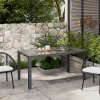 Outsunny Outdoor Dining Table for 6 People, 150 x 88 cm Rectangular Garden Table with Aluminium Frame, Tempered Glass Top and Height-Adjustable Feet for Balcony, Porch, Terrace, Grey