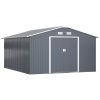 Outsunny 13 x 11ft Metal Garden Shed, Outdoor Storage Tool House with Ventilation Slots, Foundation Kit and Lockable Double Doors