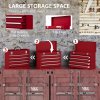 DURHAND 4 Drawer Tool Chest, Lockable Metal Tool Box with Ball Bearing Runners, Portable Toolbox, 510mm x 220mm x 395mm, Red