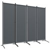 Outsunny 4 Panel Folding Garden Divider, 1.7m Privacy Screen with Wide Feet, Portable Freestanding Privacy Panel for Deck, Pool, Hot Tub, Dark Grey
