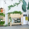 Outsunny Wooden Raised Garden Bed Plant Stand Outdoor Tall Flower Bed Box with Clapboard, Nature Wood Color 100 x 40 x 84cm