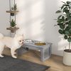 PawHut Raised Dog Bowl Feeding Bowls with Stand for Medium Dogs Elevated Pet Bowls Water Food Feeder 58L x 31W x 25H cm - Grey