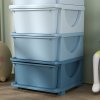 HOMCOM Kids Storage Units with 4 Drawers 4 Tier Chest Vertical Dresser Tower Toy Organiser for Nursery Playroom Kindergarten Blue