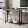 HOMCOM Industrial Console Table Entryway Table w/Bottom Mesh Shelf Metal Frame Vintage Sofa Table for Hallway, Living Room, Rustic Brown