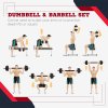HOMCOM 25kg 2 IN 1 Adjustable Dumbbells Weight Set, Dumbbell Hand Weight Barbell for Body Fitness, Lifting Training for Home, Office, Gym, Black