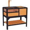 PawHut Tortoise House w/ Shelf, Small Pet Reptile Wooden House w/ Hide Shelter Den and Run, Lamp Holder, Tray, for Indoors, Outdoors - Yellow