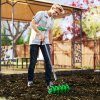 Outsunny Rolling Lawn Aerator, Heavy Duty Garden Aerator, Manual Lawn Spike Roller with T-bar Grip and 3 Piece Detachable Handle, Outdoor Garden Lawn Tool Dark Green