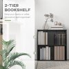 HOMCOM 2 Tier Low Bookcase with Adjustable Shelf, Bookshelf, Display Storage Shelf with 2 Compartments for Home Office, Living Room, Study