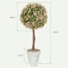 HOMCOM Set of 2 Decorative Artificial Plants, Murraya Flowers in Pot, Fake Plants for Home Indoor outdoor Decor, 60cm, Cream White