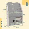 AIYAPLAY Kids Storage Units, Toy Organiser with 2 Storage Boxes, 4 Tier Bookshelf, Cabinet, for Playroom, Bedroom, Kid Room, Living Room, 67 x 29 x 98cm, Light Grey